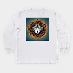 Golden Mandala Lion Kids Long Sleeve T-Shirt